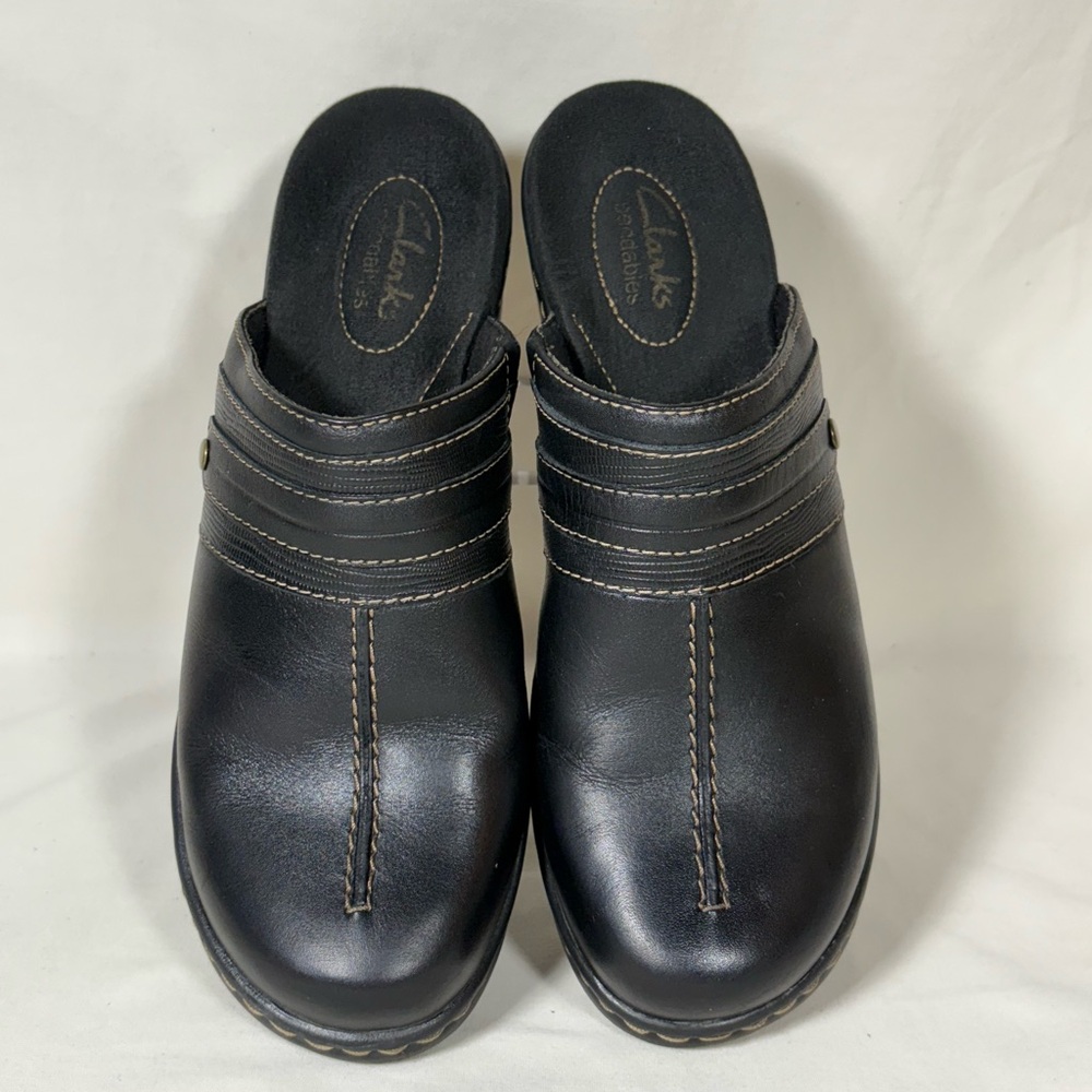 Clarks Bendables Women's Size 7M Black Leather Upper Comfort Mules/Clogs